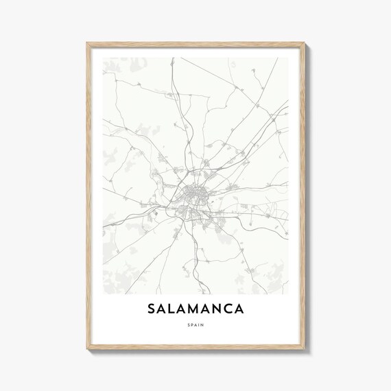 Salamanca Spain Minimalist White City Street Map Travel Art Poster