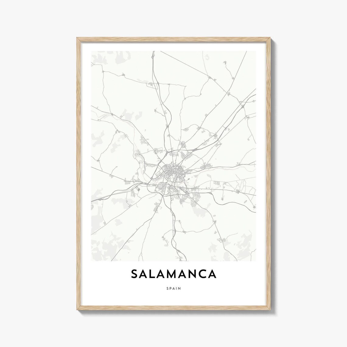 Salamanca Spain Minimalist White City Street Map Travel Art Poster