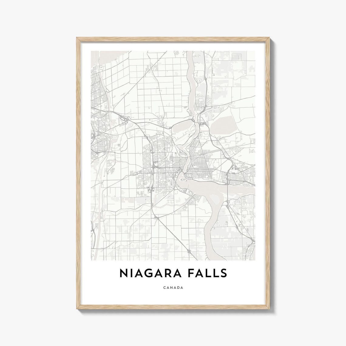 Niagara Falls Canada City Map Poster Minimalist River Street Plan Art