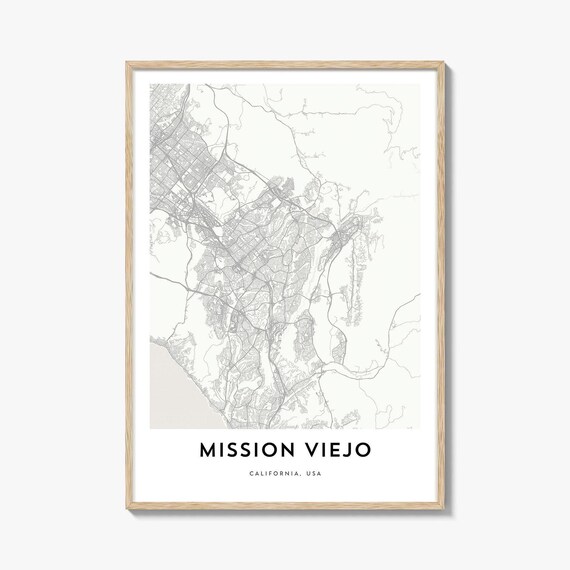 Mission Viejo California Minimalist Street Map Poster Home Decor