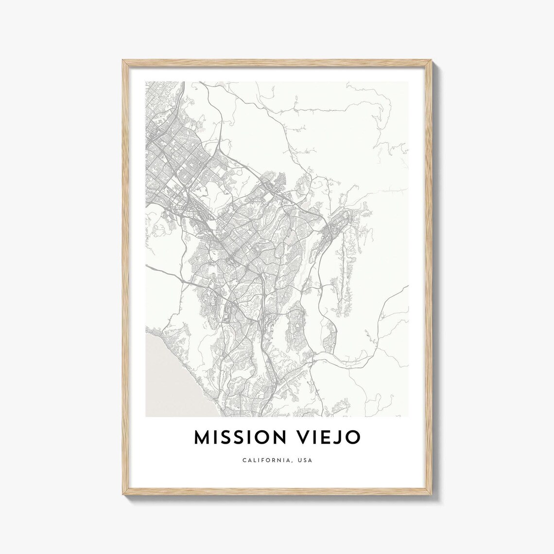 Mission Viejo California Minimalist Street Map Poster Home Decor