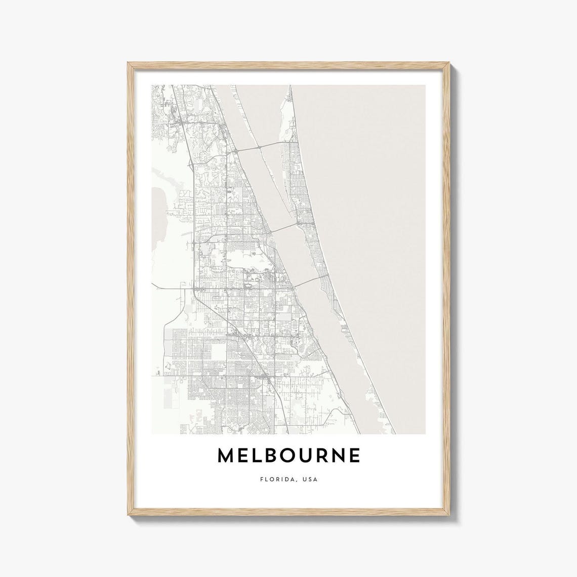 Melbourne Florida Minimalist Coastal Street Map Poster Home Decor