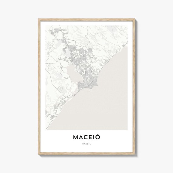 Maceió Brazil Coastal City Map Minimalist Beach Decor Poster