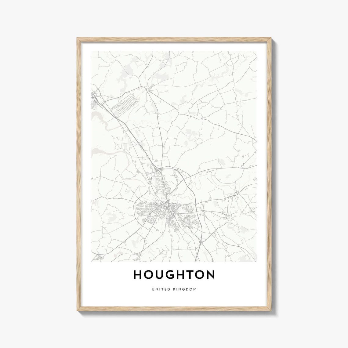 Houghton England United Kingdom Minimalist City Map Wall Art