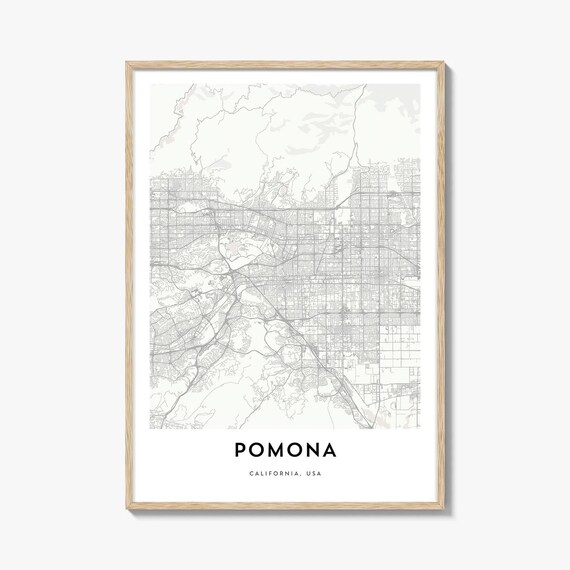 Pomona California Southern California Minimalist City Street Map Poster