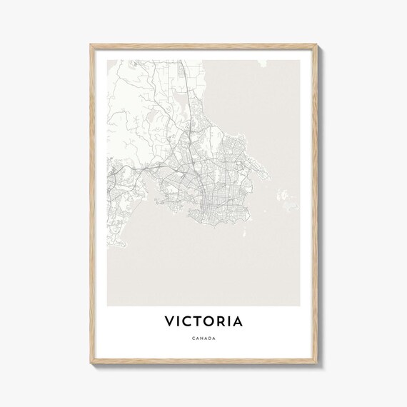 Minimalist Victoria British Columbia Canada City Map Print Decor