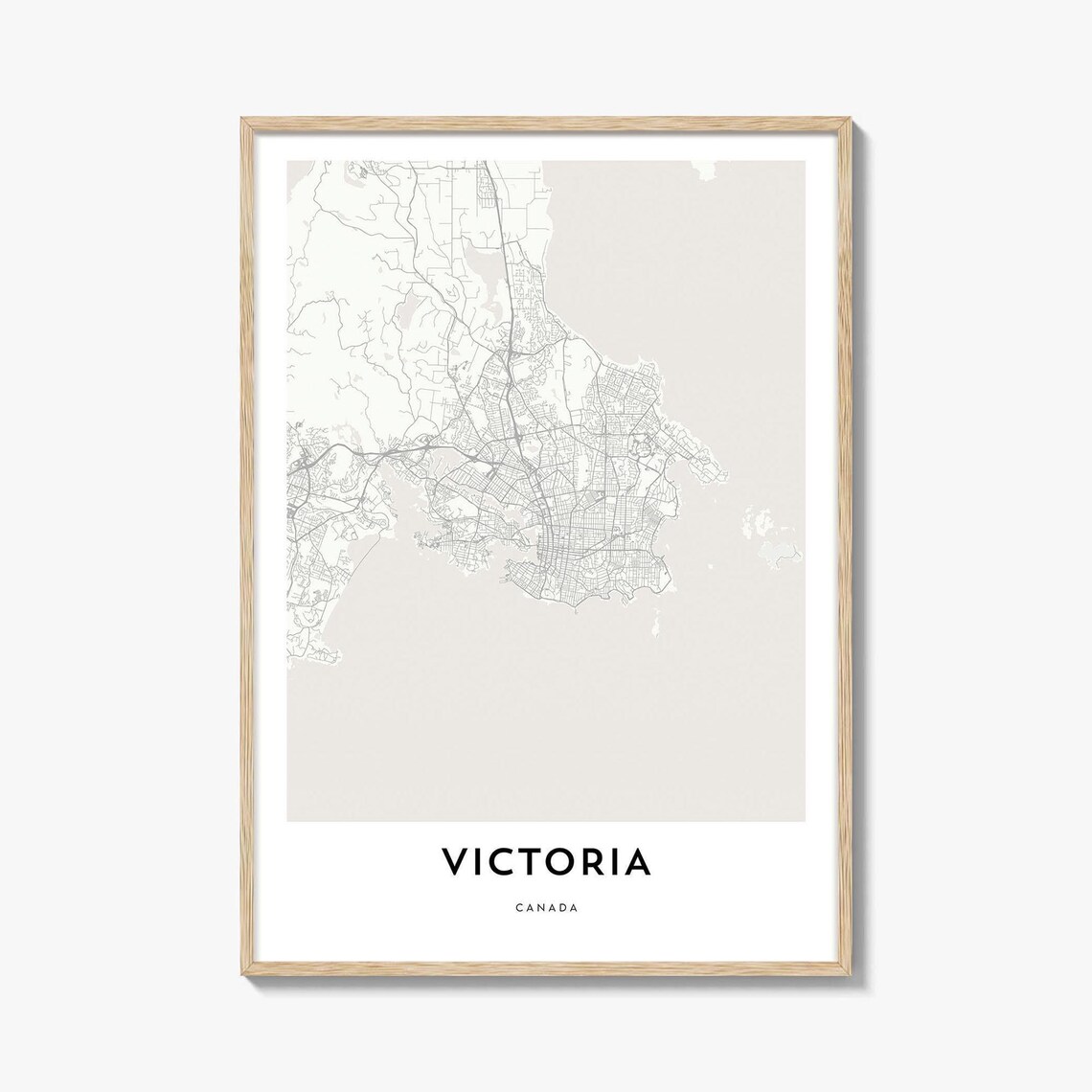 Minimalist Victoria British Columbia Canada City Map Print Decor