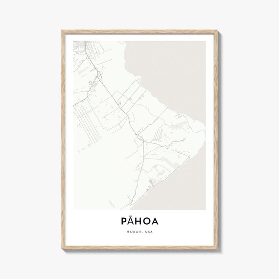 Pahoa Hawaii Big Island Minimalist City Street Map Decor Poster