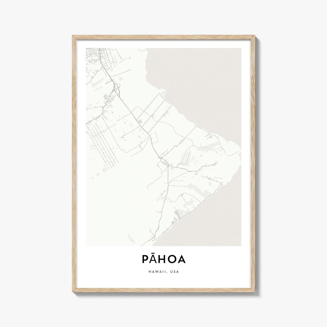 Pahoa Hawaii Big Island Minimalist City Street Map Decor Poster