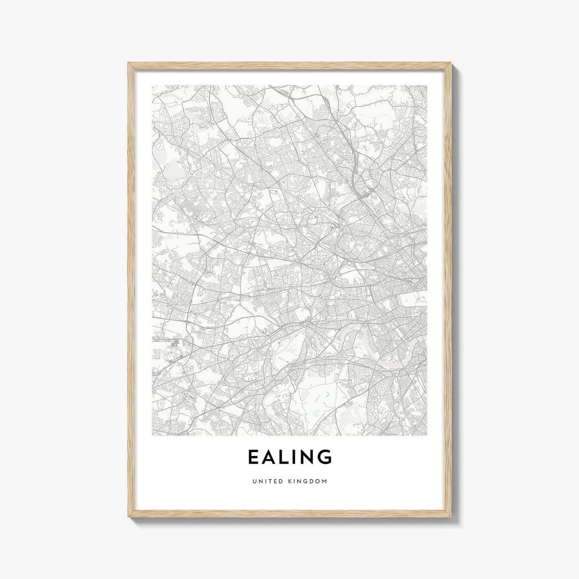 Minimalist Ealing London United Kingdom City Street Map Poster