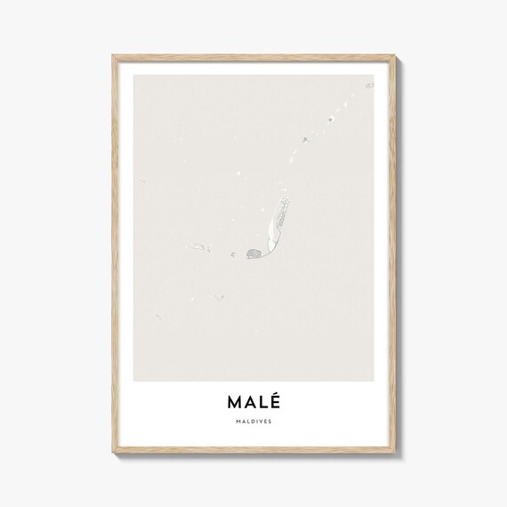 Male Maldives City Street Map Minimalist Island Line Art Wall Print