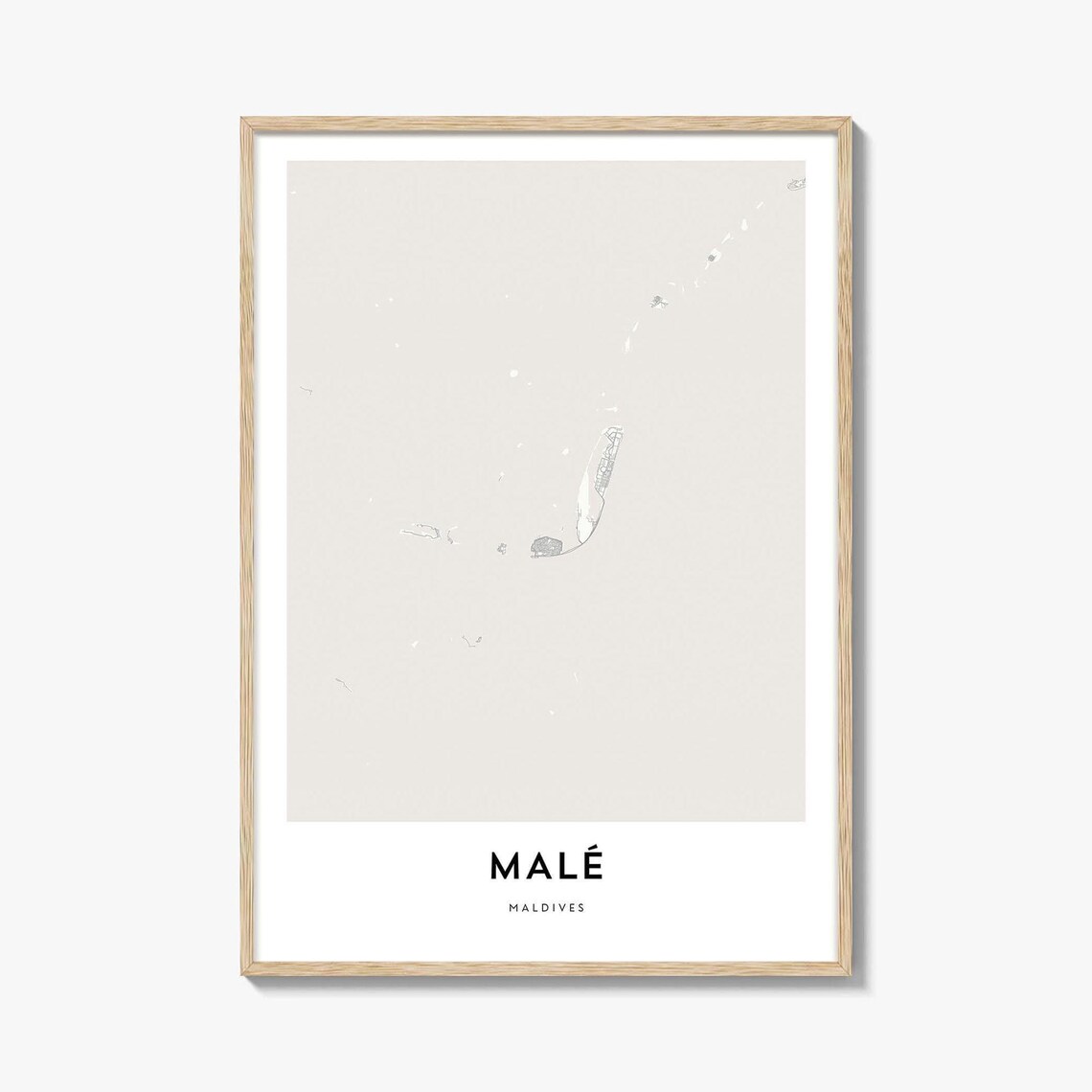 Male Maldives City Street Map Minimalist Island Line Art Wall Print