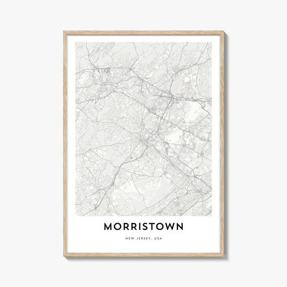 Map Of Morristown Print Gift Poster City Artwork For Home Office New Jersey