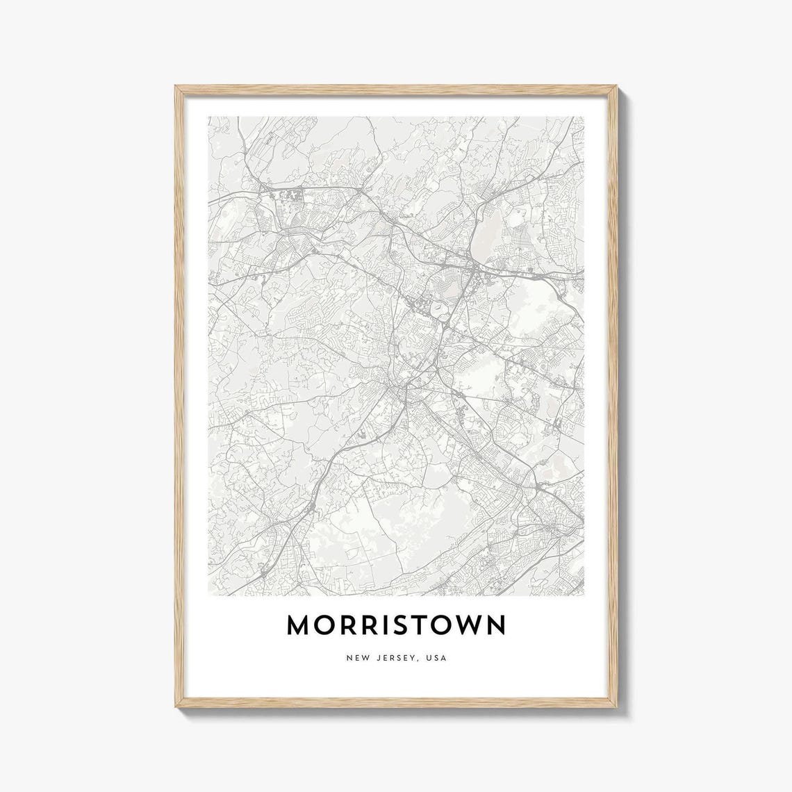 Morristown New Jersey Minimalist City Street Map Gift Art Poster