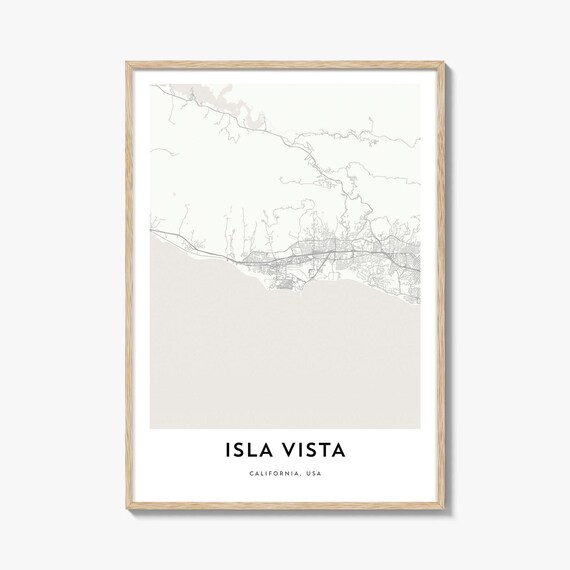 Isla Vista California Minimalist City Street Map Travel Poster
