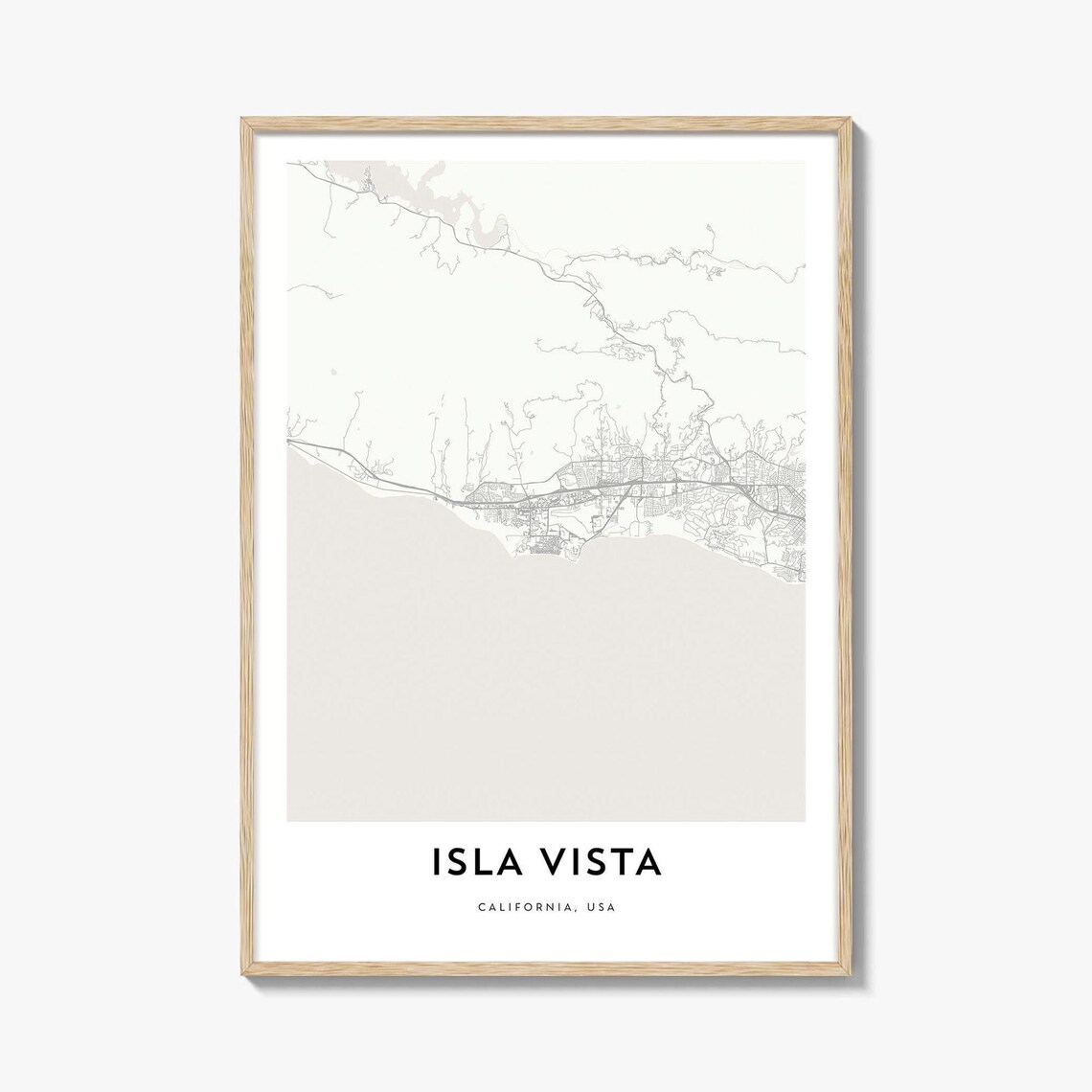Isla Vista California Minimalist City Street Map Travel Poster