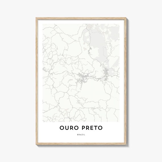Ouro Preto Brazil Minimalist City Map Poster in Soft Neutral Tones