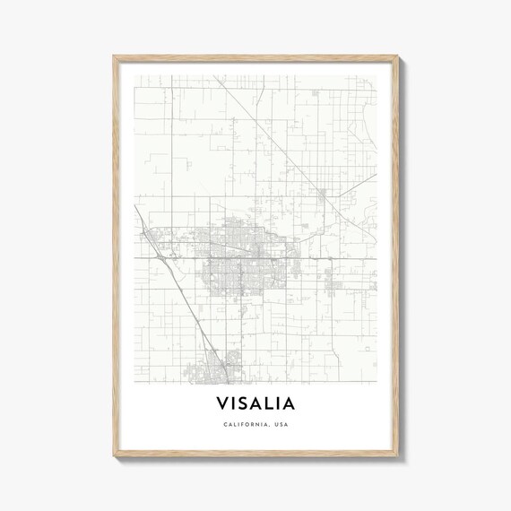 Visalia California Minimalist City Street Map Art Print Home Decor
