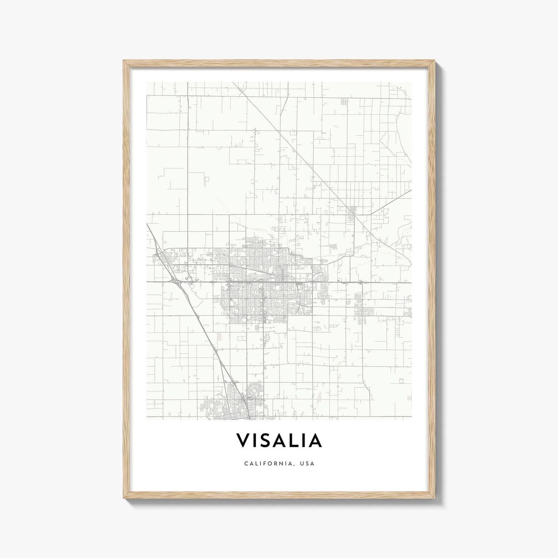 Visalia California Minimalist City Street Map Art Print Home Decor