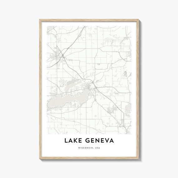 Lake Geneva Wisconsin Minimalist Line Street Map City Poster