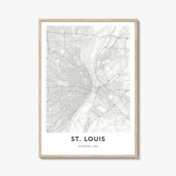 St. Louis Missouri Mississippi River City Map Art Decor Poster