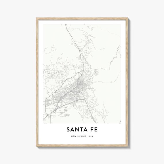 Minimalist Santa Fe New Mexico City Street Map Art Print Decor