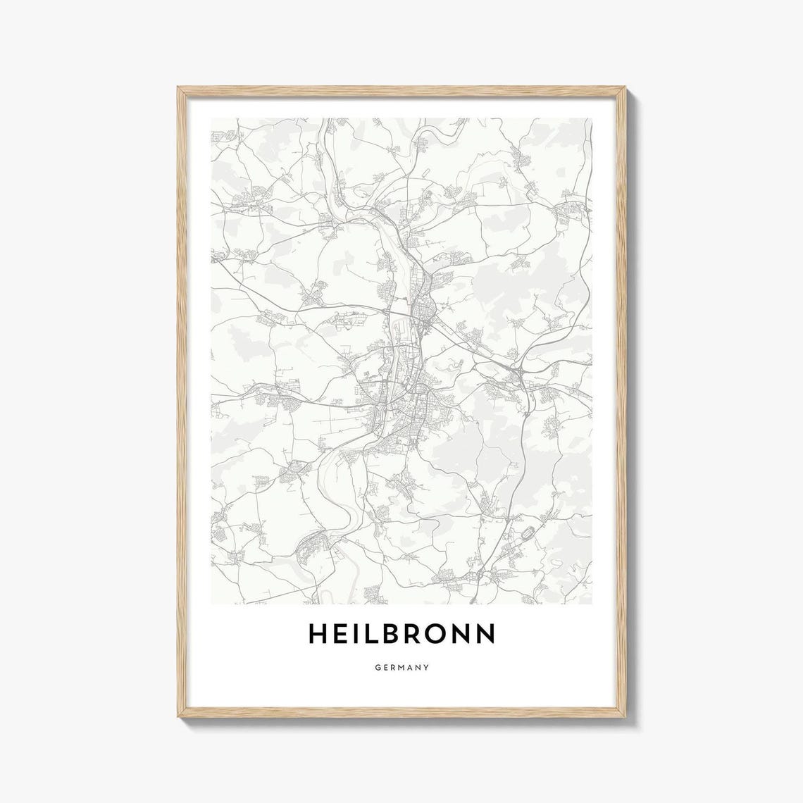 Heilbronn Germany Minimalist City Street Map Modern Decor Poster
