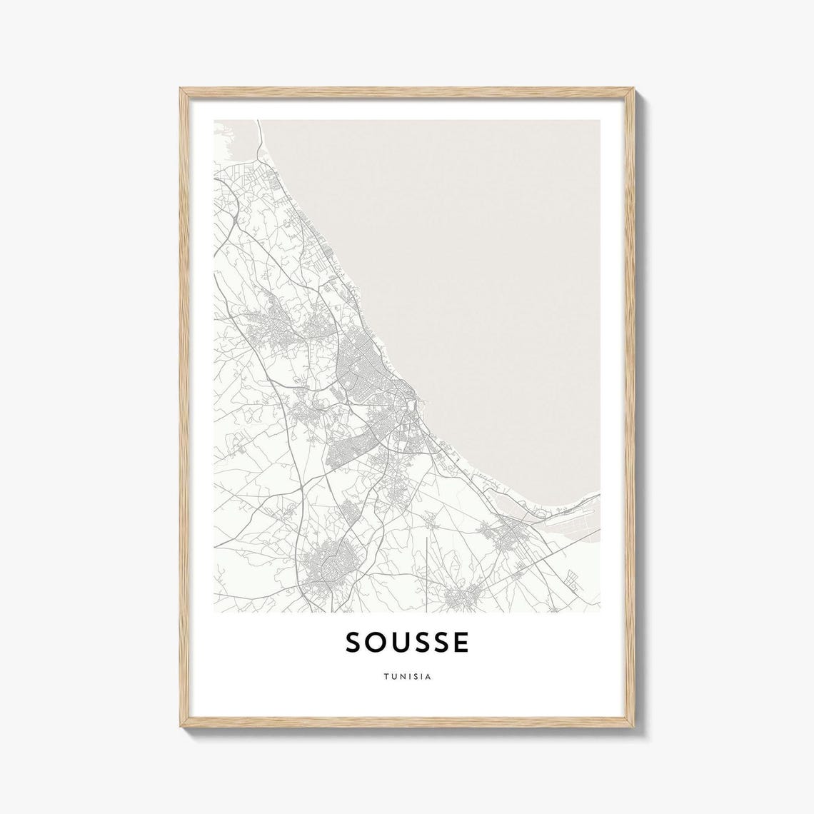 Sousse Tunisia Minimalist City Map Poster Mediterranean Coastal Art