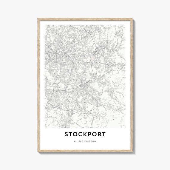 Stockport United Kingdom Minimalist City Street Map Line Art Poster