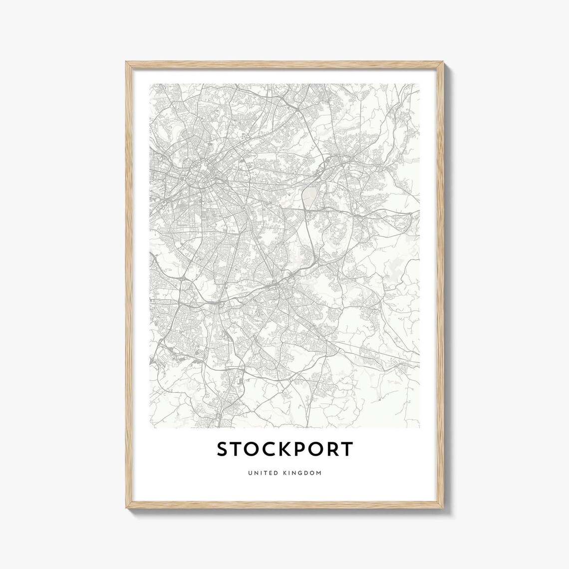 Stockport United Kingdom Minimalist City Street Map Line Art Poster