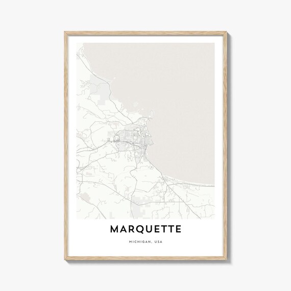 Marquette Michigan Minimalist City Street Map Travel Home Decor Poster
