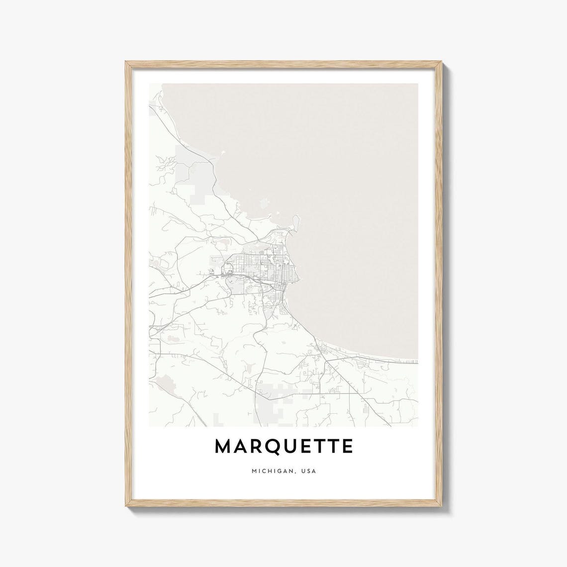 Marquette Michigan Minimalist City Street Map Travel Home Decor Poster