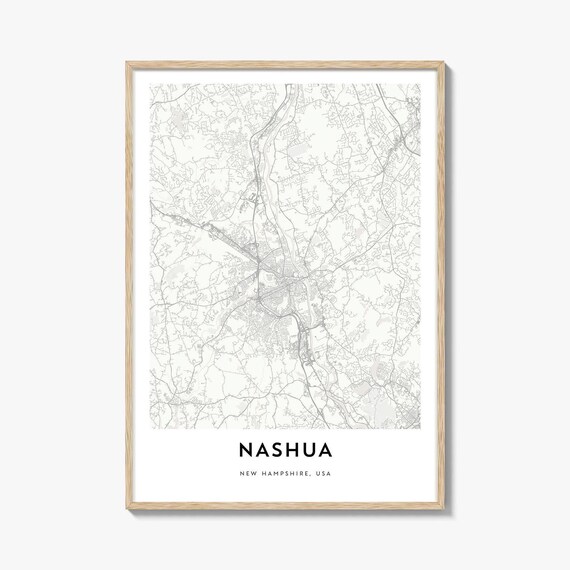 Nashua New Hampshire USA Minimalist Detailed City Map Art Poster