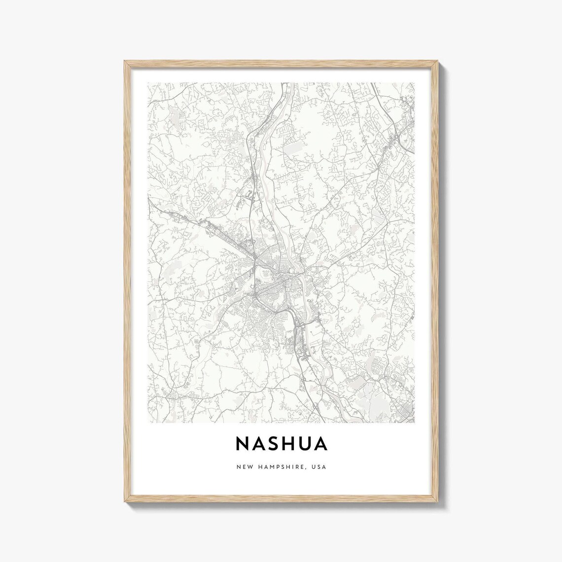 Nashua New Hampshire USA Minimalist Detailed City Map Art Poster