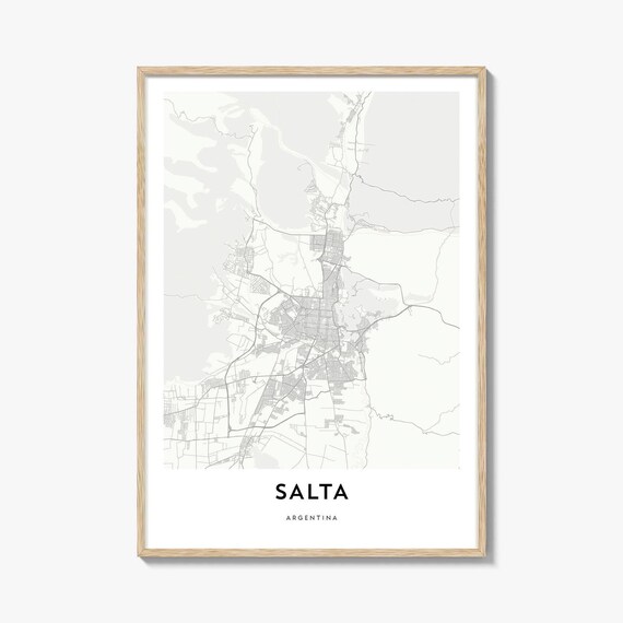 Salta Argentina Minimalist White City Street Map Poster Decor
