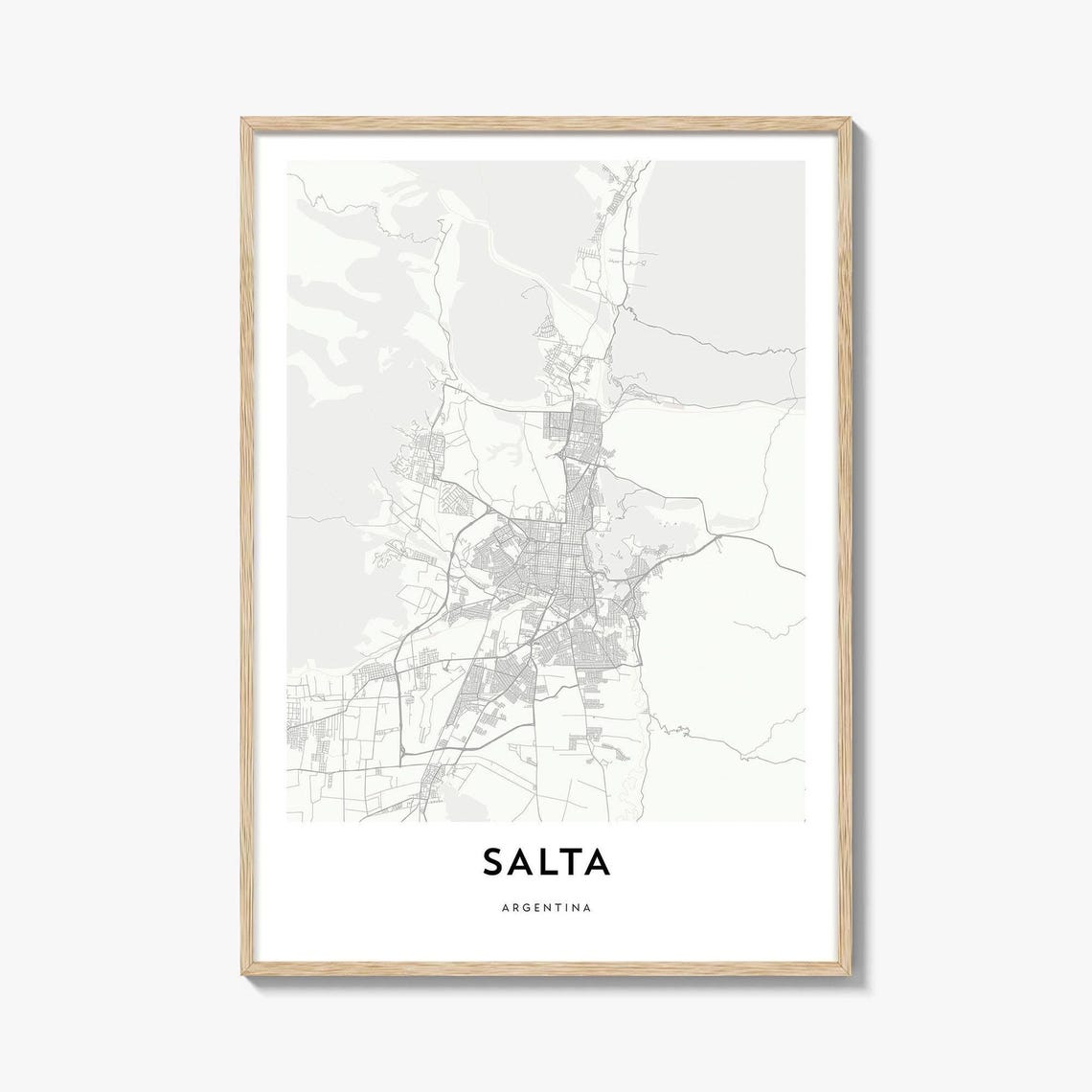 Salta Argentina Minimalist White City Street Map Poster Decor