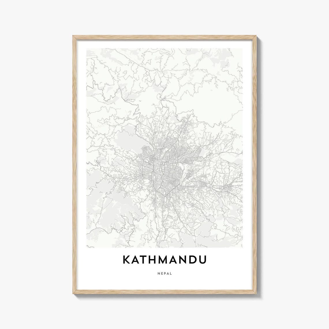 Kathmandu Nepal Minimalist City Map Art Poster for Home Decor