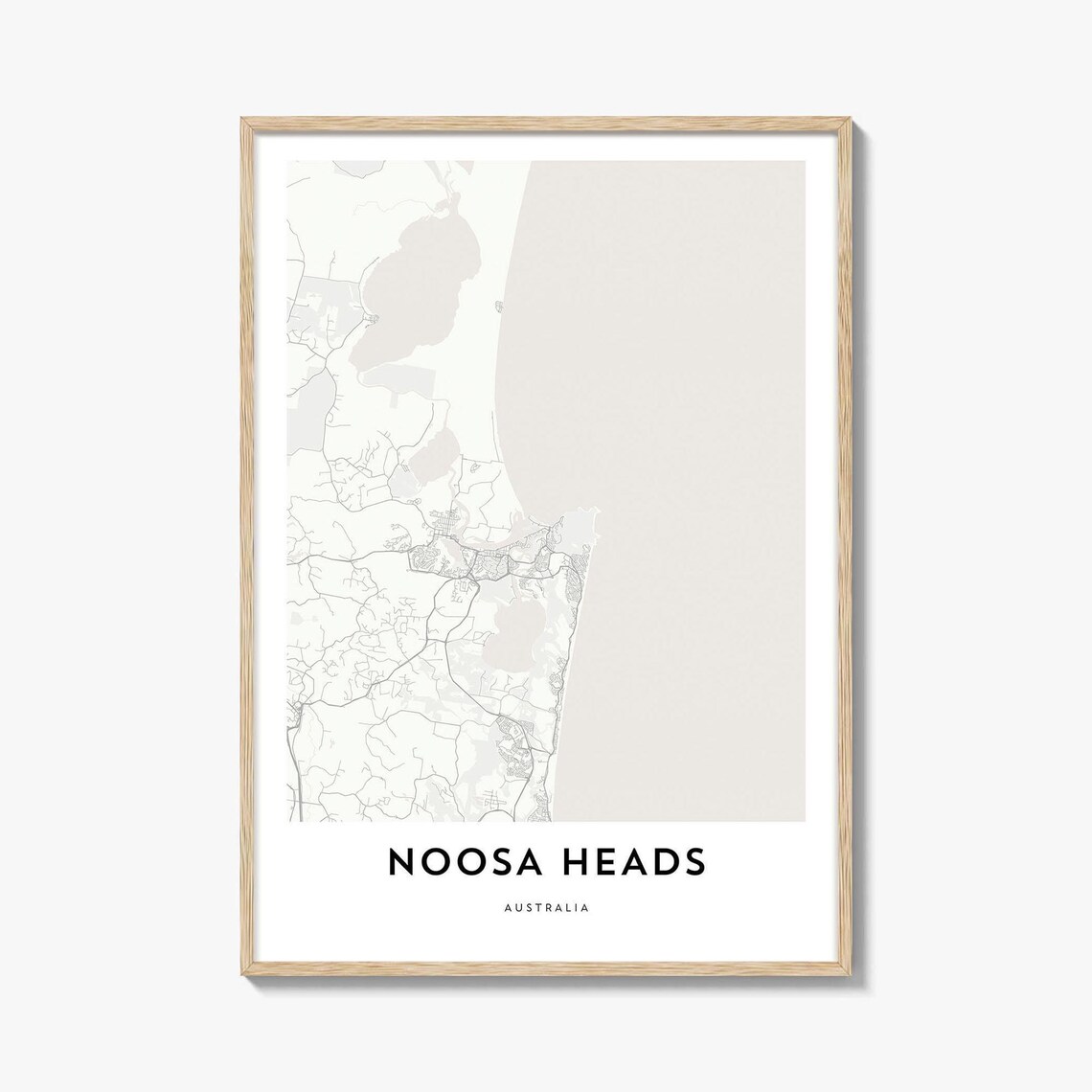 Noosa Heads Australia Minimalist Coastal City Street Map Wall Art
