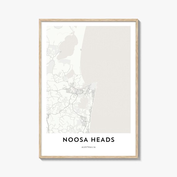Noosa Heads Australia Minimalist Coastal City Street Map Wall Art