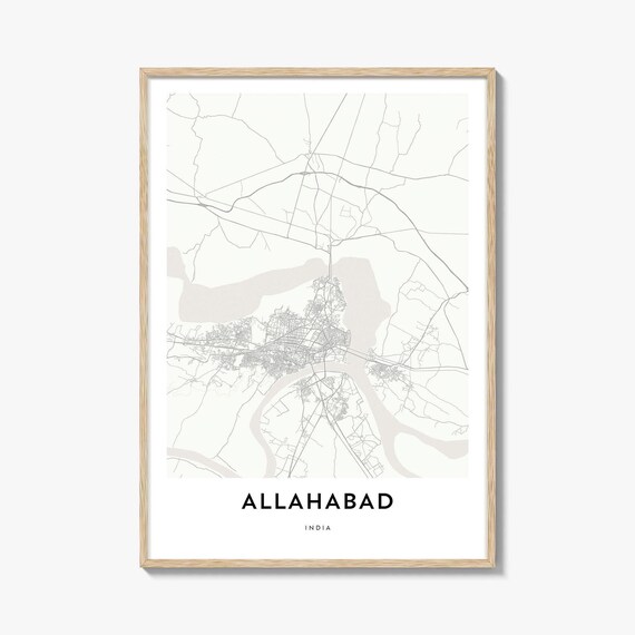 Allahabad India Minimalist City Map Street Art Print Ganges City