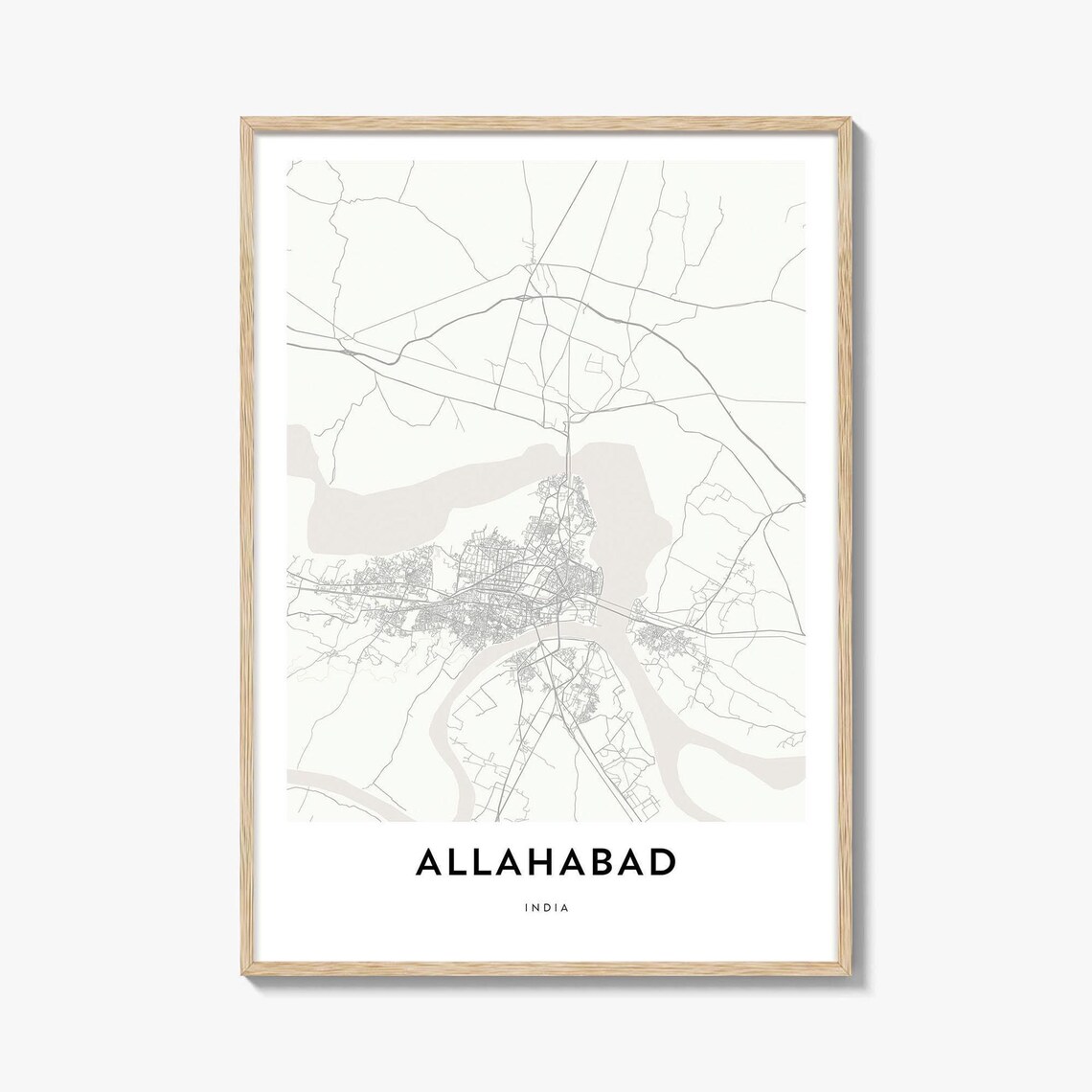 Allahabad India Minimalist City Map Street Art Print Ganges City