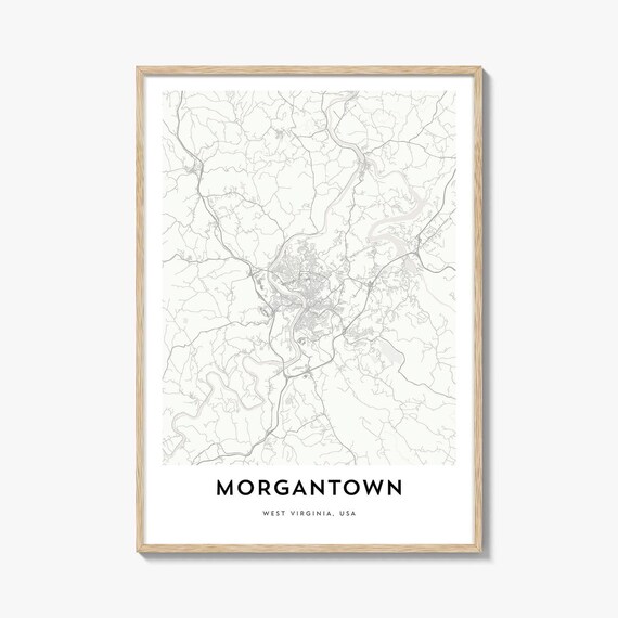 Morgantown West Virginia Minimalist City Map Poster Decor Artwork