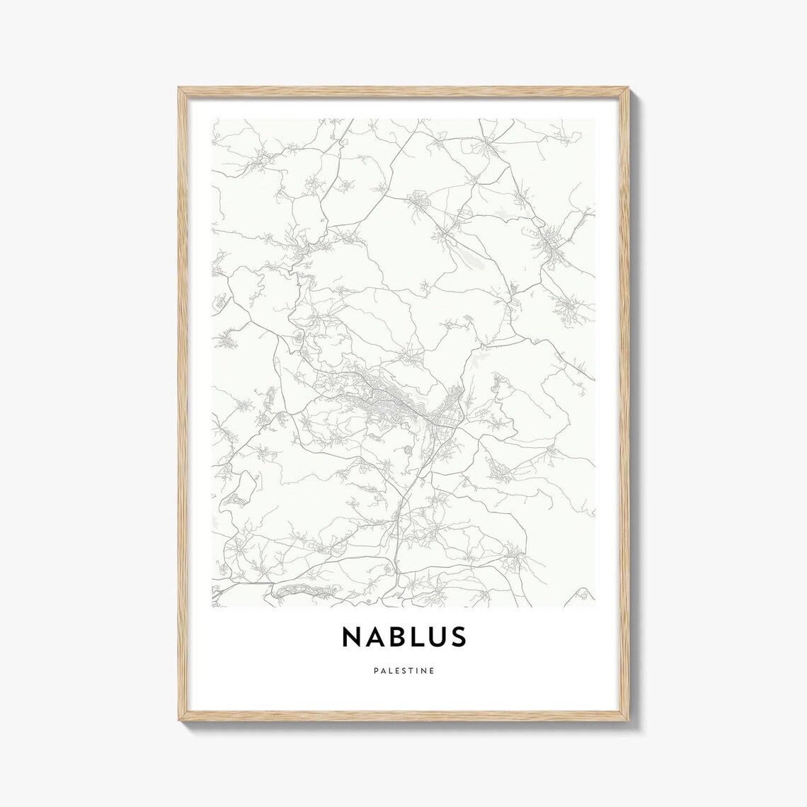 Nablus Palestine Minimalist City Street Map Gift Decor Art Poster