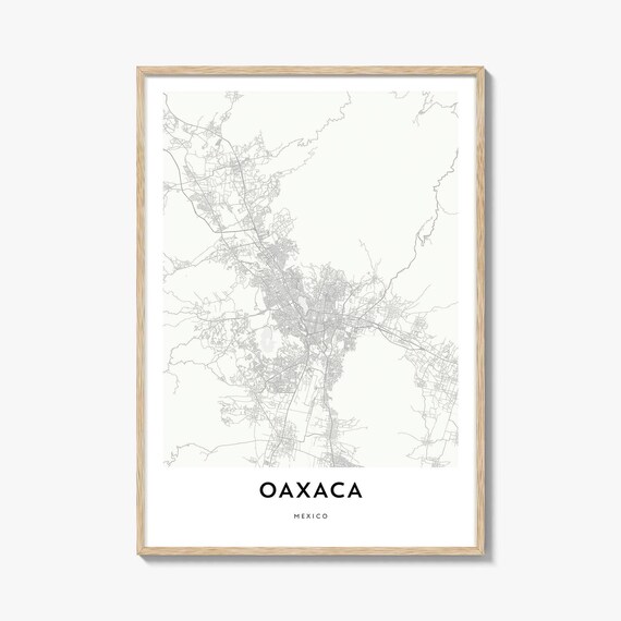 Oaxaca Mexico Colonial City Minimalist Street Map Travel Poster