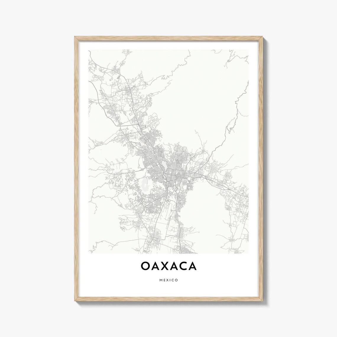 Oaxaca Mexico Colonial City Minimalist Street Map Travel Poster