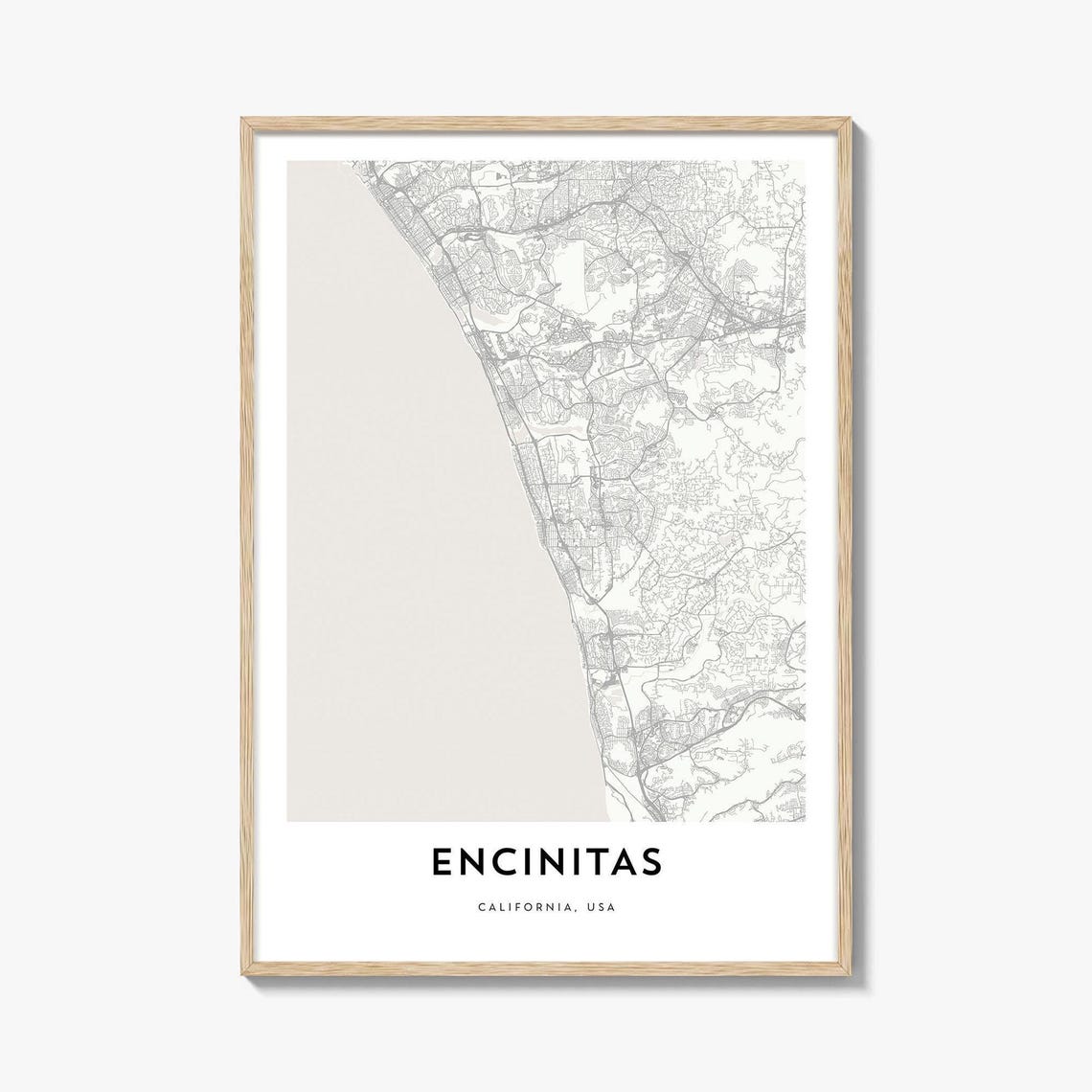 Encinitas California Coast Minimalist City Map Poster Modern Art