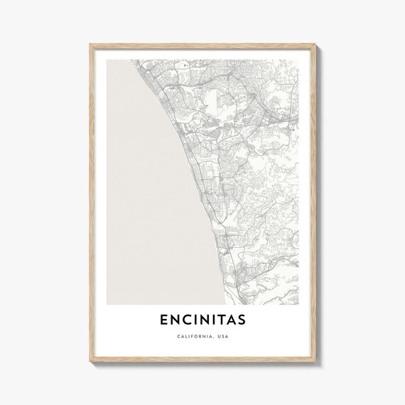 Encinitas California Coast Minimalist City Map Poster Modern Art