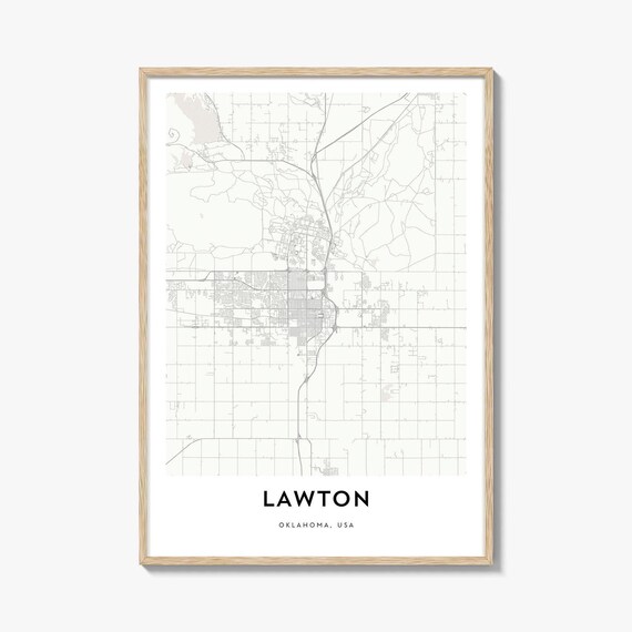 Lawton Oklahoma Minimalist Neutral City Street Map Art Wall Poster