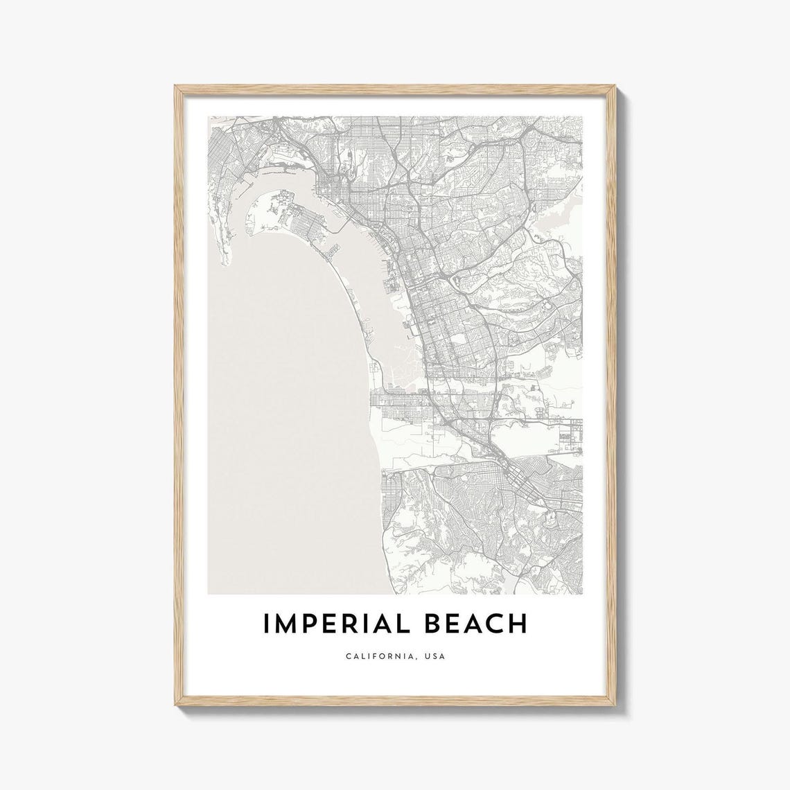 Imperial Beach California Minimalist City Map Line Art Poster