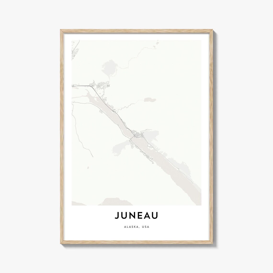 Minimalist Juneau Alaska Capital City Street Map Travel Poster